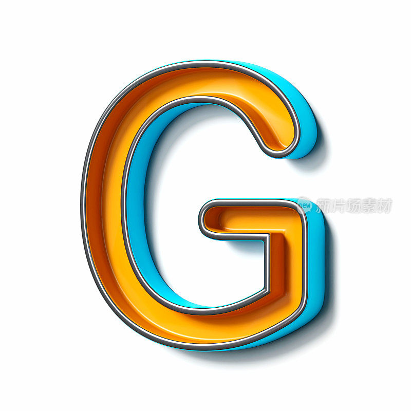 橙色蓝色薄金属字体字母G 3D